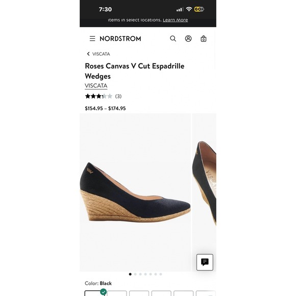 Viscata Shoes Women 9 Black Roses Canvas V Cut Espadrille Wedges Preppy Luxury - Picture 4 of 12